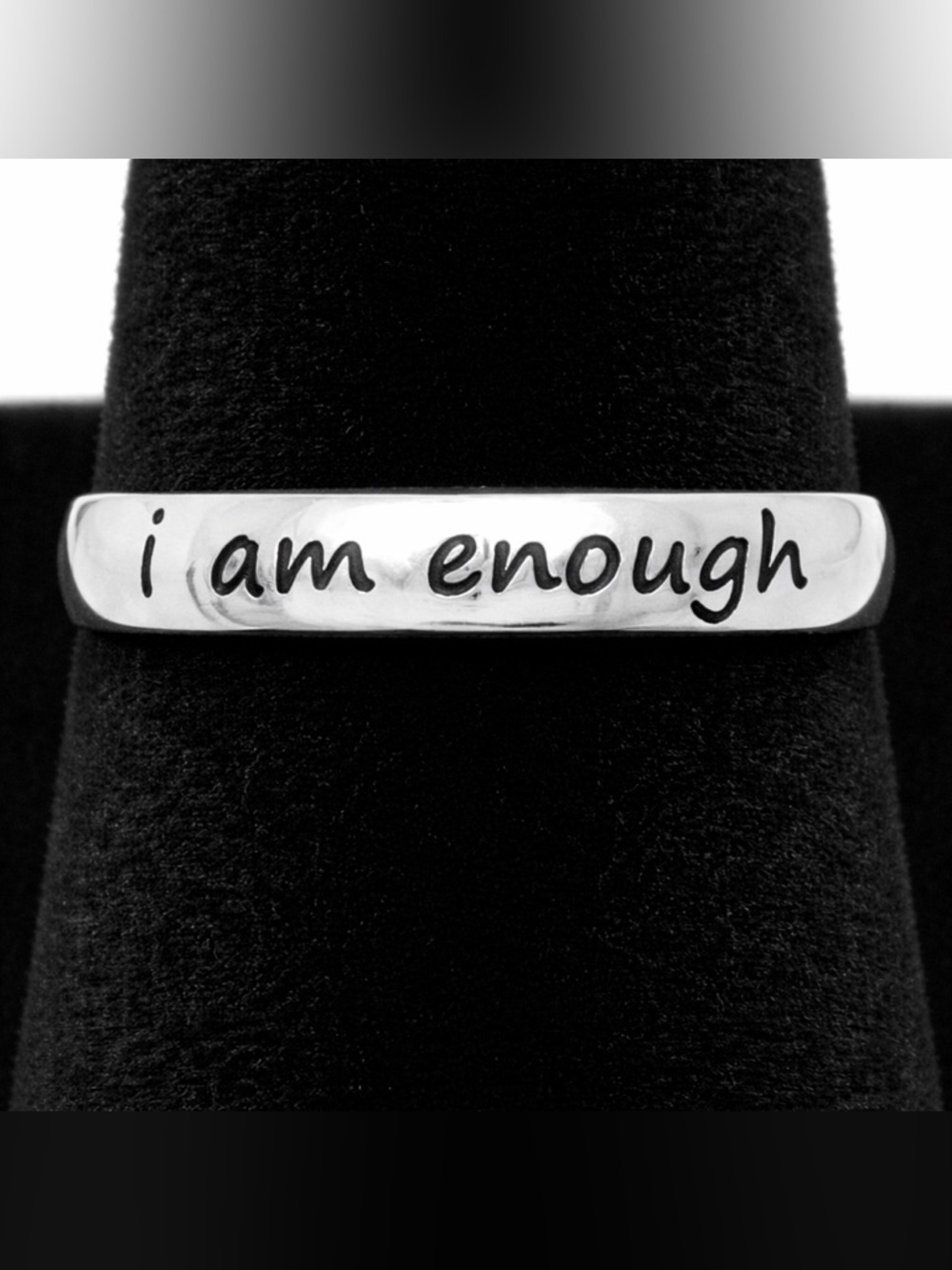 “I am enough” Stainless Steel Inspirational Unisex Band Ring | Various Sizes